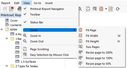 Printout Report Menu "View"