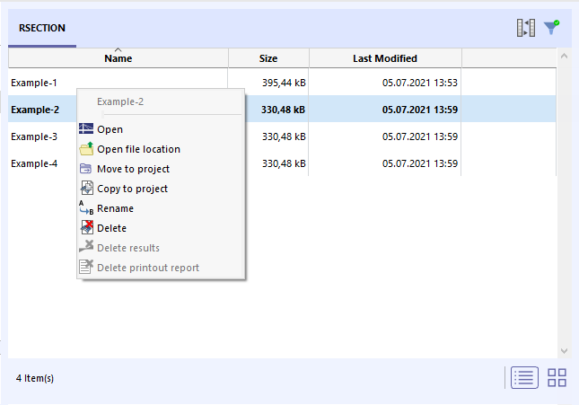 Models in List View with Model Shortcut Menu