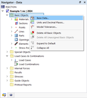 Editing Base Data via Shortcut Menu