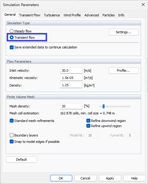 Simulation Parameters, General