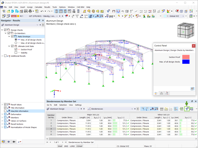 Results for Aluminum Design