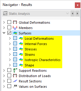 Results for Surfaces in Navigator