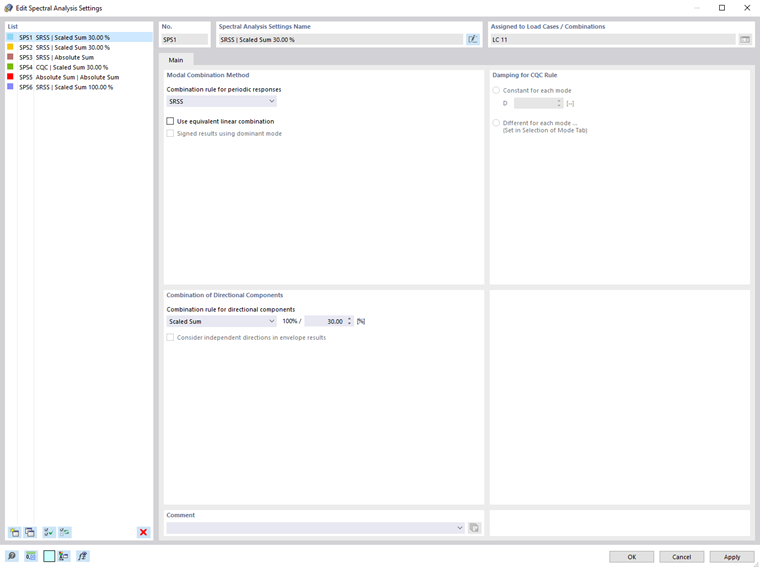 Dialog Box "New Spectral Analysis Settings"