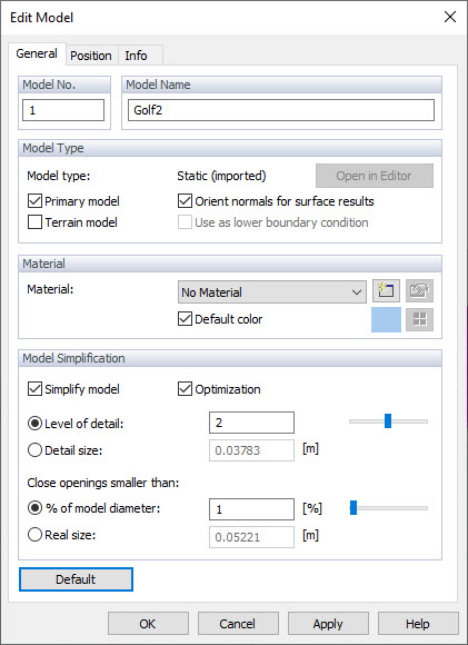 Edit Model, Tab 'General'