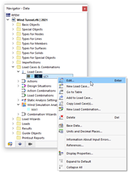 Shortcut Menu of Load Case