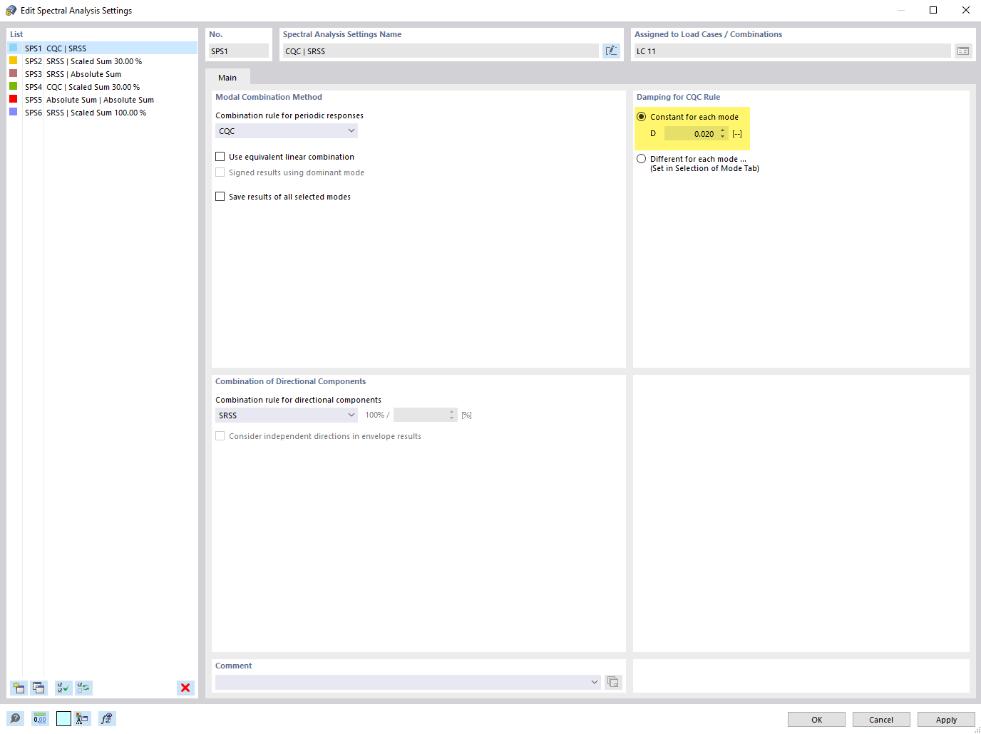 Defining Damping for CQC Rule