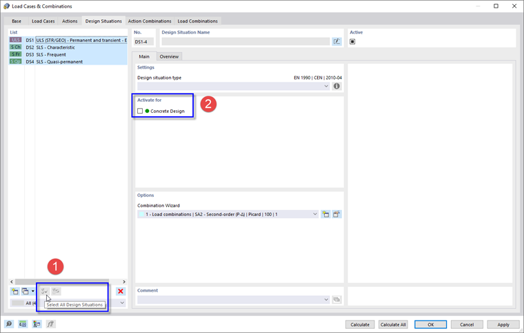 Disabling DS1 Through DS4 for Concrete Design