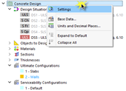 Shortcut Menu "Concrete Design"