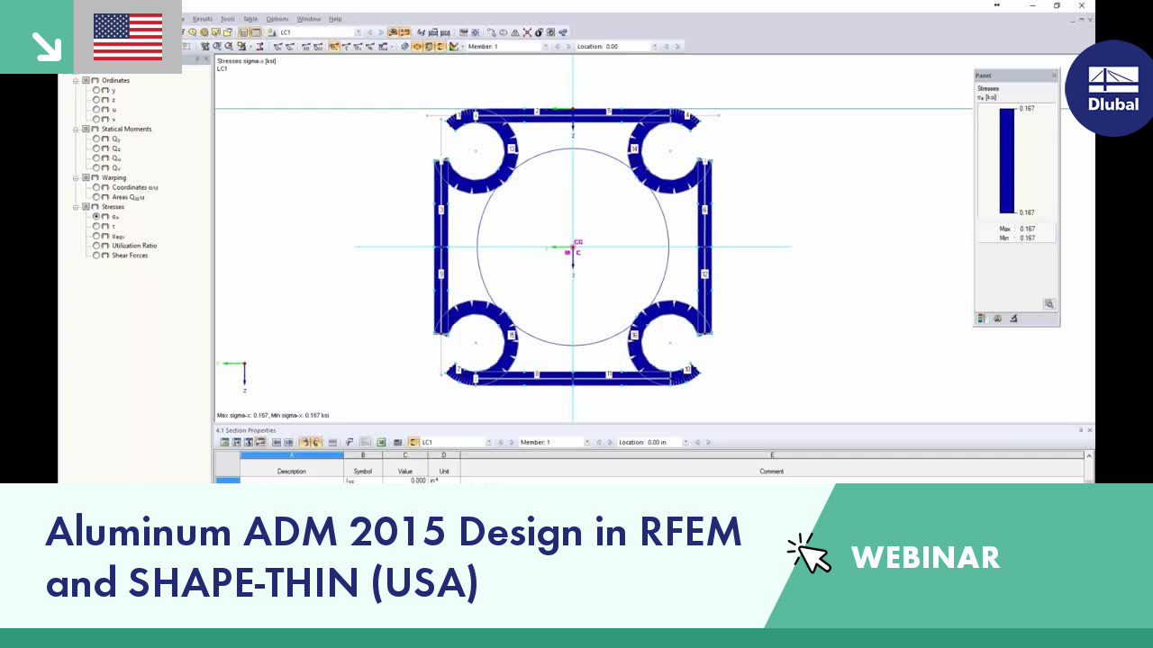 Webinar | Aluminum ADM 2015 Design in RFEM and SHAPE-THIN (USA)