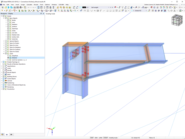 Detailed Displaying of Steel Connection on Wireframe Model | Steel Joints for RFEM 6
