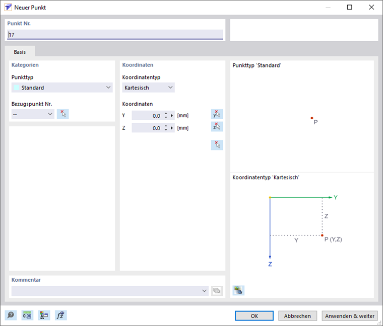 Dialog Box "New Point"