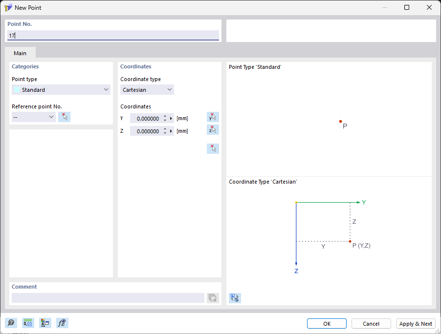 Dialog Box "New Point"