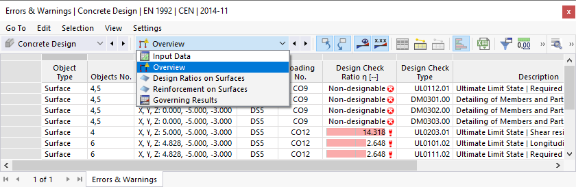 List of Categories for Design Results