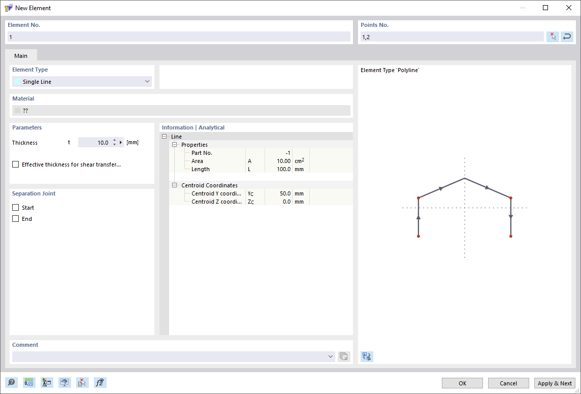 Dialog Box "New Element"