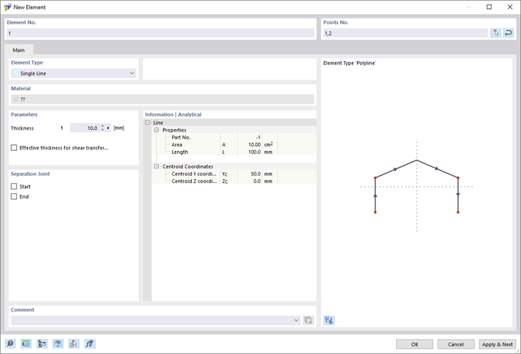 Dialog Box "New Element"