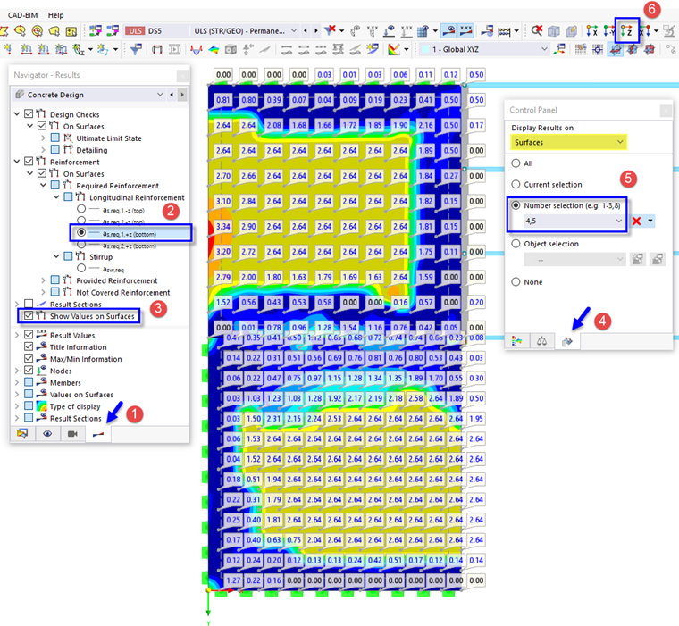 Displaying Required Primary Bottom Reinforcement of Slabs in Top View
