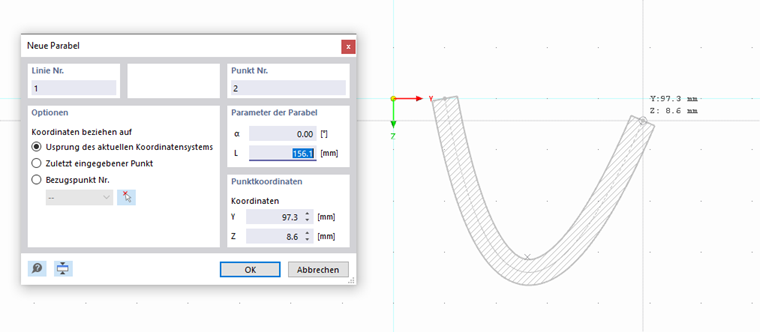 Setting Parabola Element Graphically