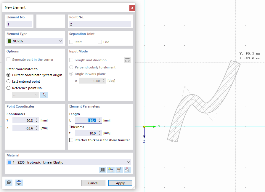 Creating NURBS Element Graphically