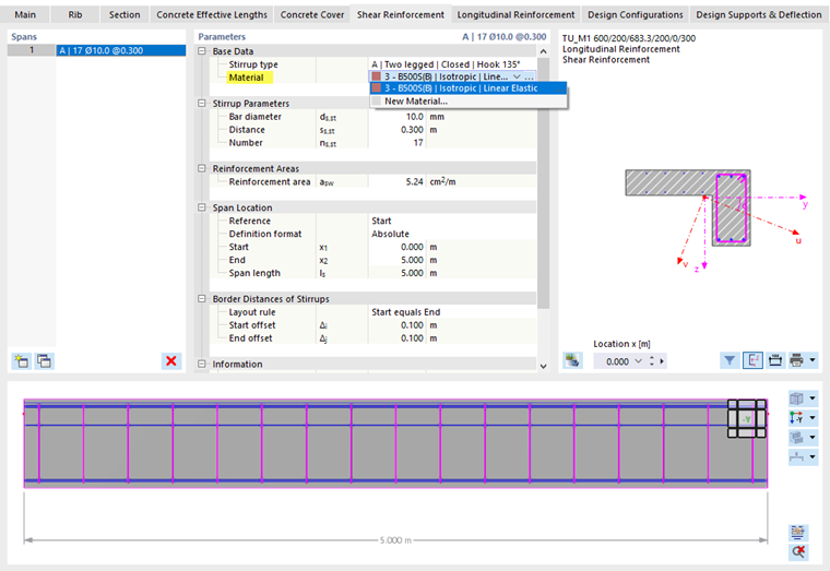 Selecting Material of Stirrups