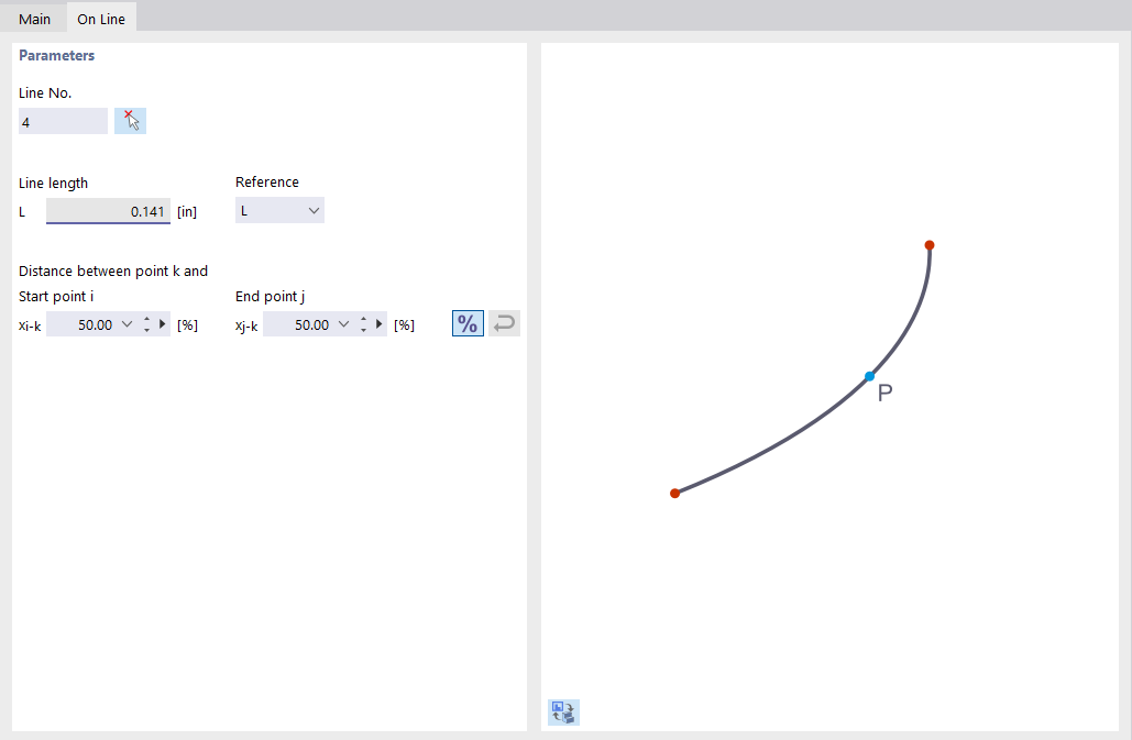 Dialog Box "New Stress Point", Tab "On Line"