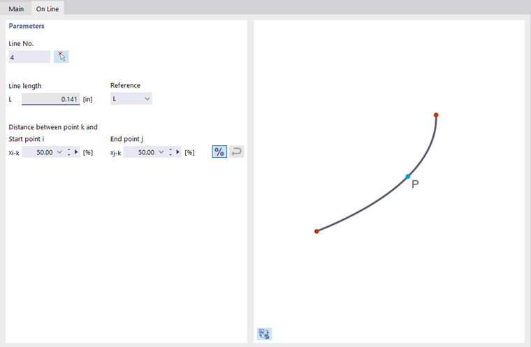 Dialog Box "New Stress Point", Tab "On Line"