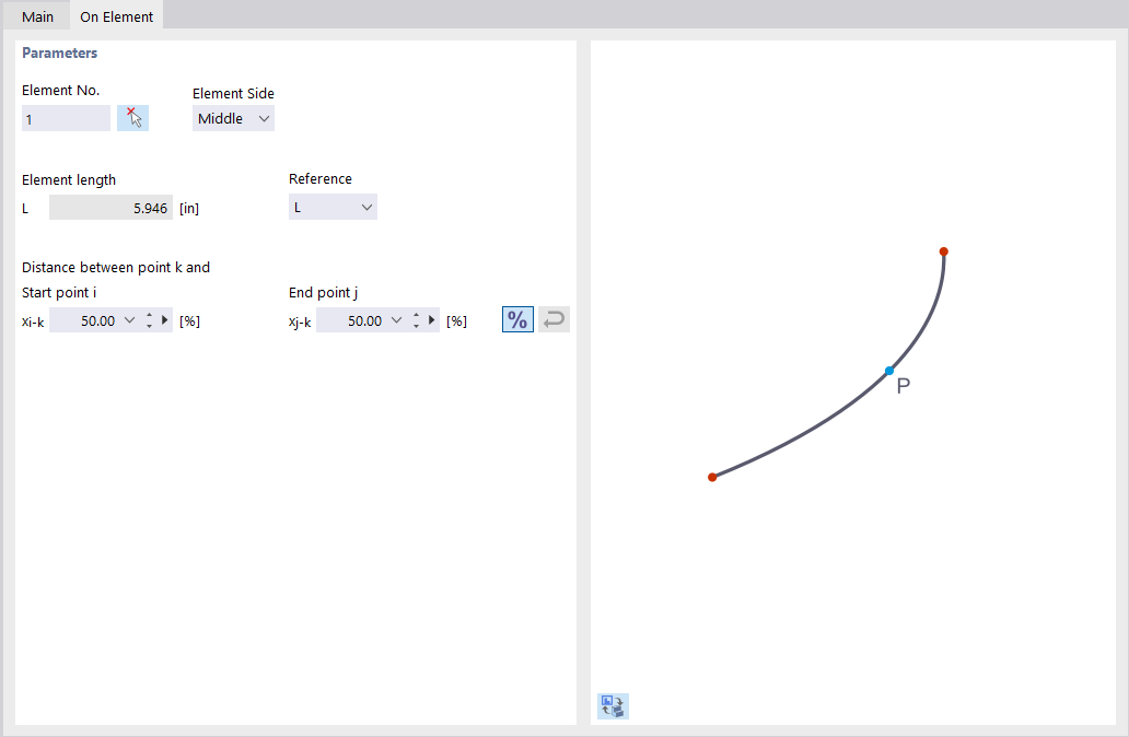 Dialog Box "New Stress Point", Tab "On Element"