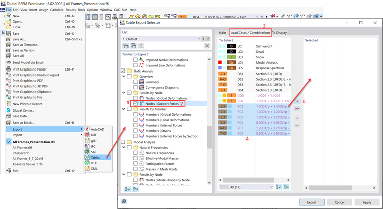 FAQ 005219 | This is Wiki    Question    text.sasdasdasdasdasdasdasasasdadasI would like to export nodal support forces of several load cases, load c