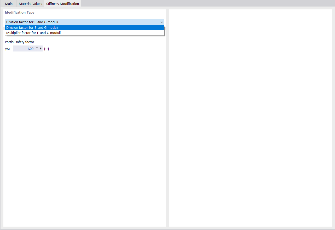 Dialog "New Material", Tab "Stiffness Modification"