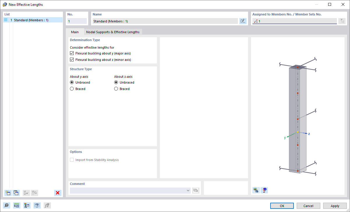 Dialog Box "New Effective Lengths"