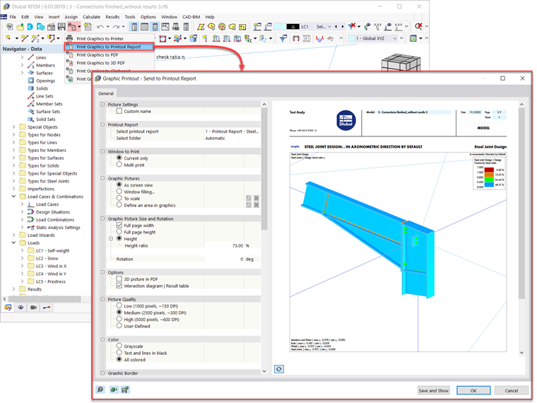Exporting Graphics to Printout Report