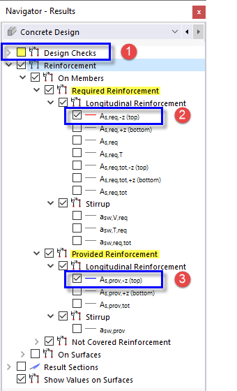 Comparing Required and Provided Reinforcements