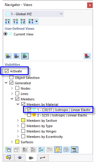 Activating Visibility for Concrete Members