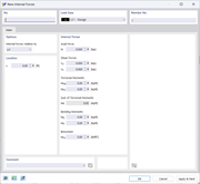 Dialog box "New Internal Forces"