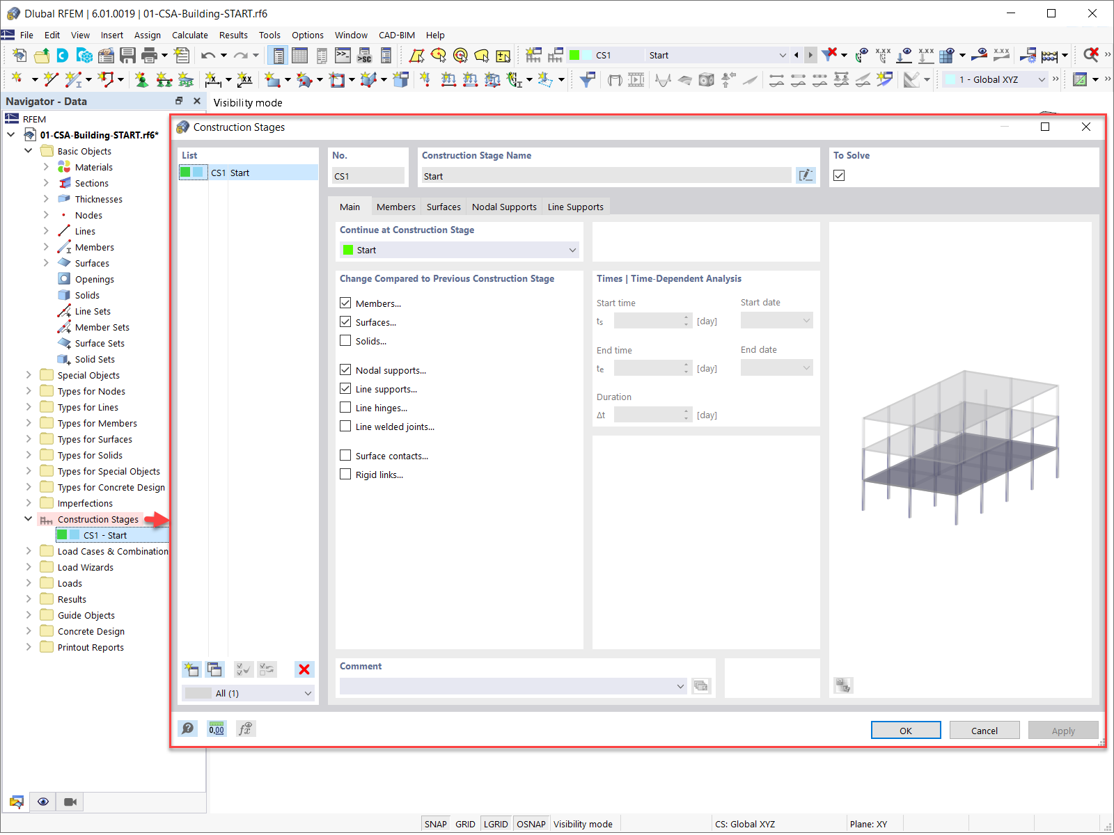 Dialog Box "Construction Stages"