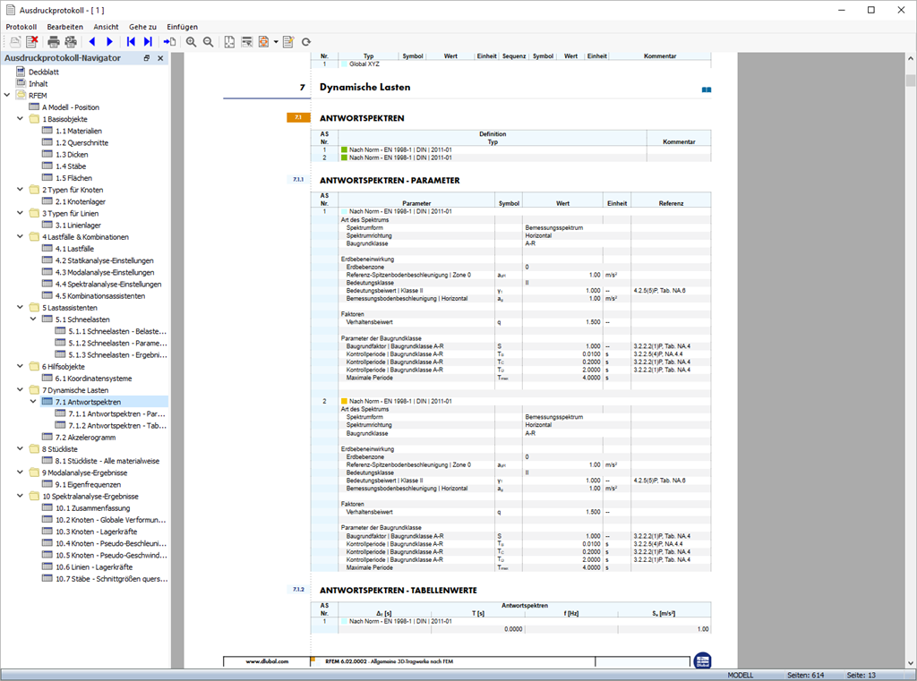 Response Spectrum Analysis - Printout Report