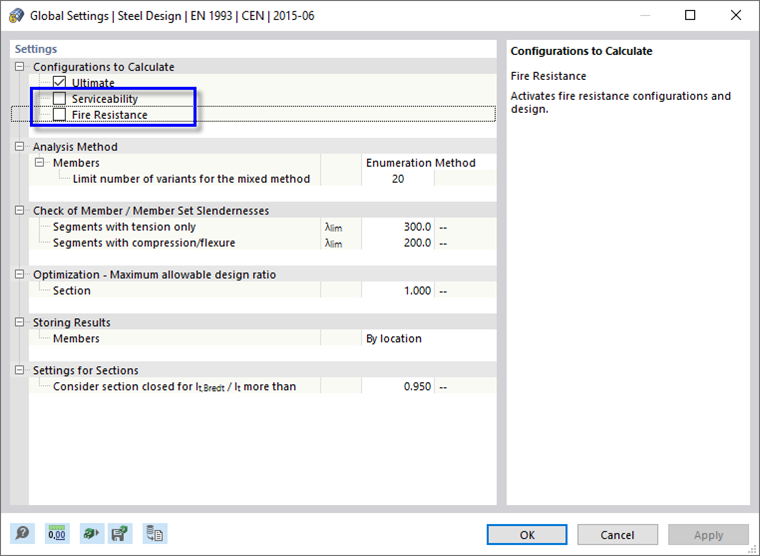 Deactivating Design of "Serviceability" and "Fire Resistance"