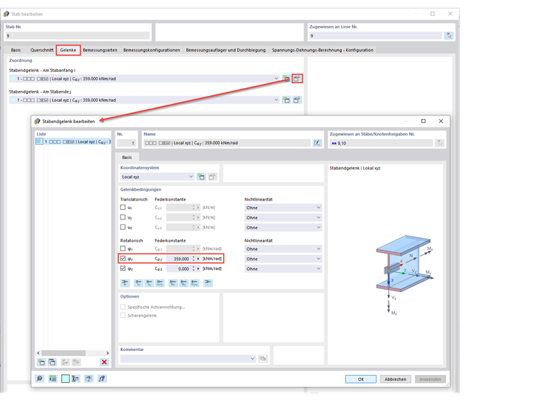 Applying Rotational Spring from Cross-Section Deformation of Principal Beam Cθ,D,k by Modifying Hinges of Secondary Beams