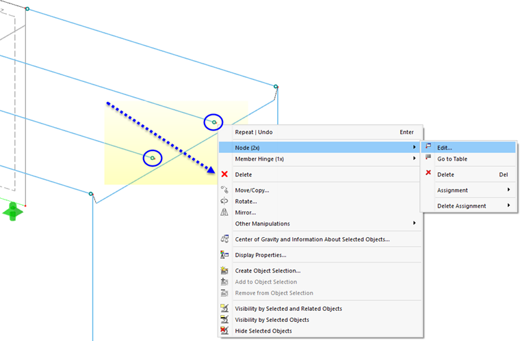 Selecting Nodes and Opening Shortcut Menu