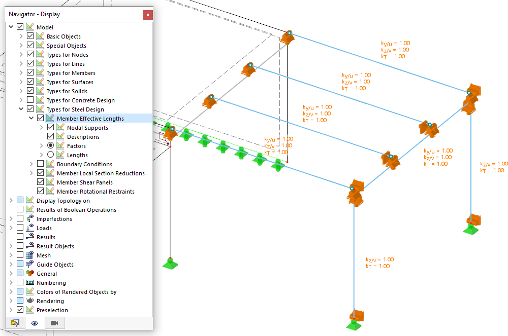 Displaying Effective Lengths with Nodal Supports