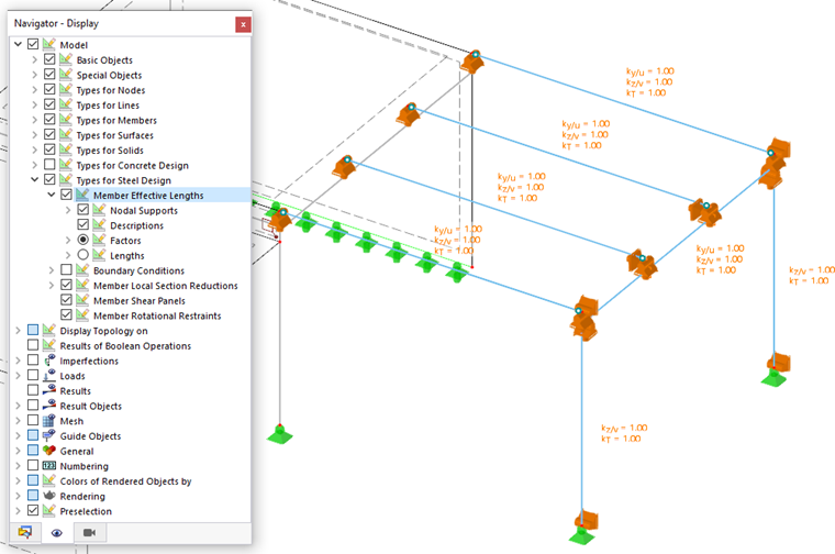 Displaying Effective Lengths with Nodal Supports