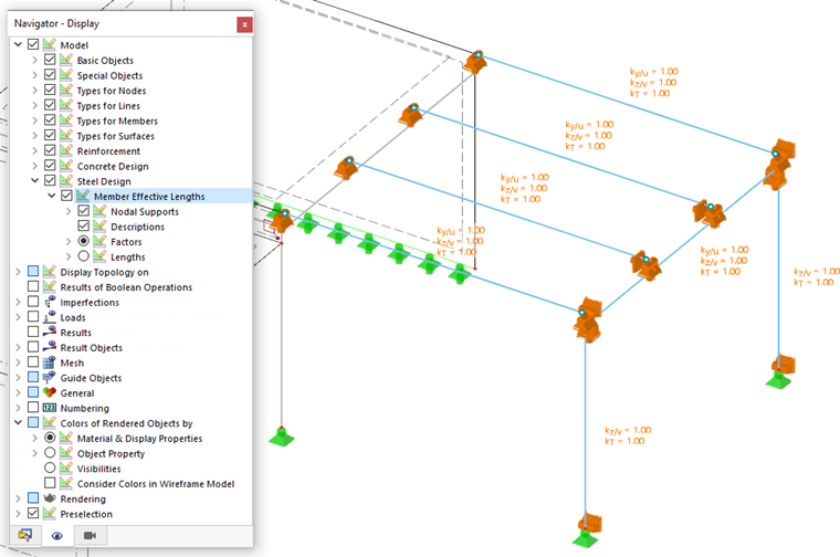 Displaying Effective Lengths with Nodal Supports