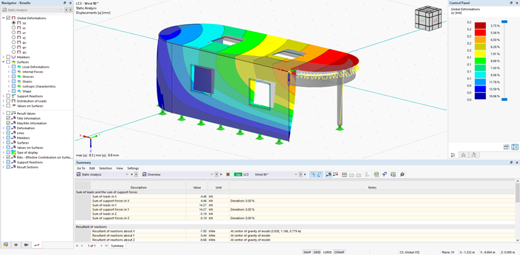 Deformations of Load Case Containing Loads from RWIND
