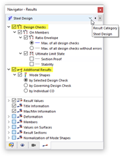 Main Categories for Steel Design Results