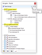 Main Categories for Steel Design Results