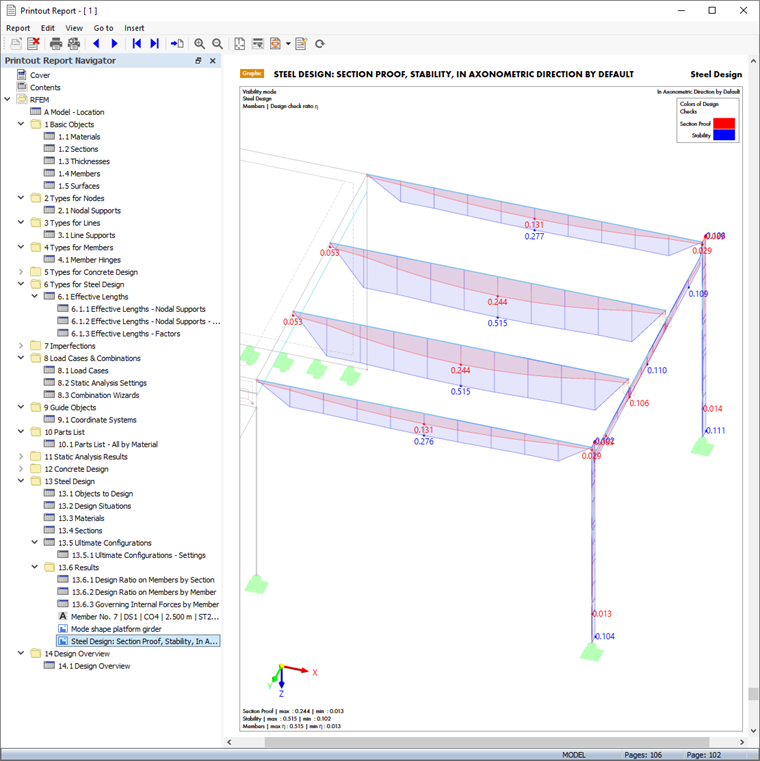 Image of Design Ratios in Printout Report