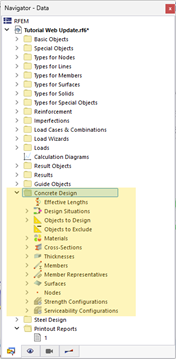 Navigator Items Relevant to Concrete Design