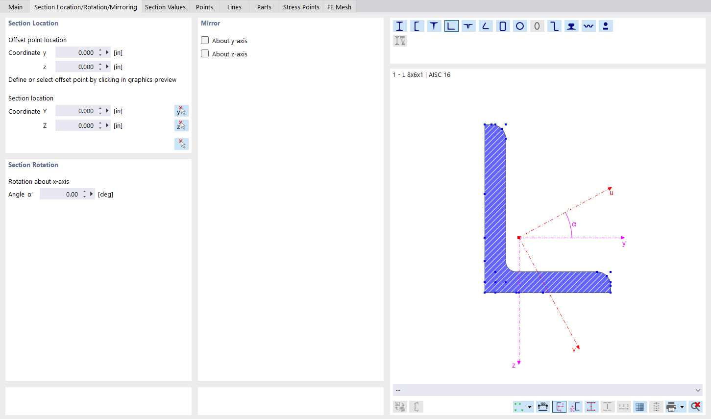 Rotation R Lage Cross-Section Location/Rotation/Mirroring