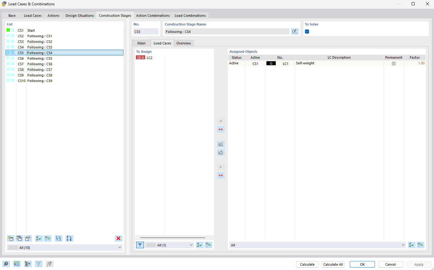 Assigning Load Cases