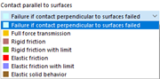 Display of the feature for selecting contact zones parallel to surfaces