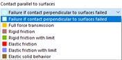 Display of the feature for selecting contact zones parallel to surfaces